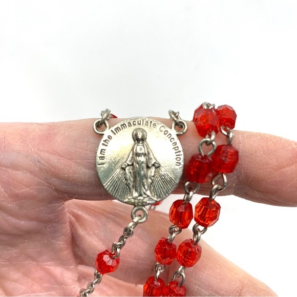Catholic Rosary Red Beads Pope John Paul II - Picture 5 of 5